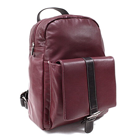 Červenočierny kožený batoh 311-1717-34/60