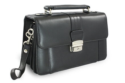 Čierna pánska kožená etue so sklápacím registrom a držadlom 611-2415-60