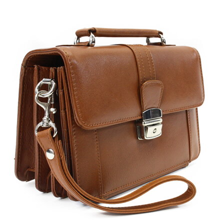 Svetlo hnedá kožená etue so sklápacím registrom a držadlom 611-2415-05