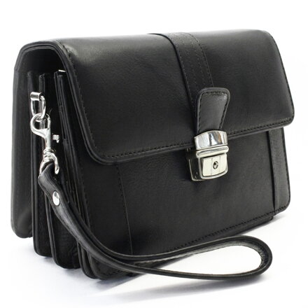 Čierna pánska kožená etue so sklápacím registrom 611-2415A-60