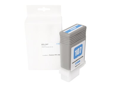 Renovovaná atramentová náplň 6706B001, PFI107C, 130ml listov pre tlačiarne Canon (BULK), azurová