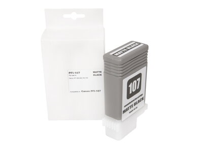 Renovovaná atramentová náplň 6704B001, PFI107MBK, 130ml listov pre tlačiarne Canon (BULK), matte, matt black