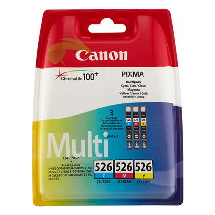 Canon originál ink CLI-526 CMY, 4541B019, CMY, blister s ochranou, 9ml, multi pack, farebná