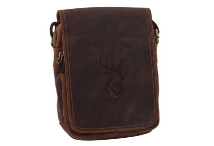 Pánske kožené crossbody tmavohnedý hunter embos jeleň hlava 250591 skl.