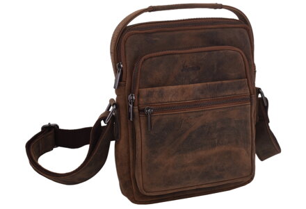 Pánske kožené crossbody tmavohnedný hunter 250913