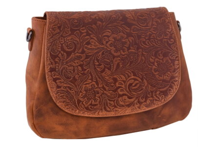 Dámska kožená crossbody kabelka oranžová 420706