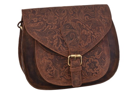 Dámska kožená crossbody kabelka tmavohnedá 250123