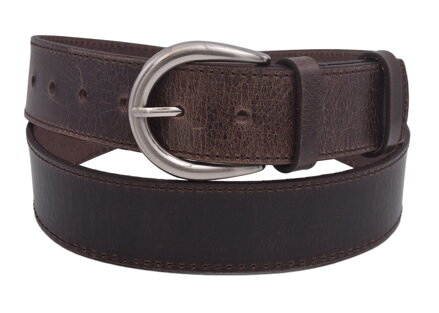 Kožený dámsky opasok 724-40-22 tmavohnedý šitý pracka Angela