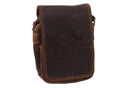 Pánske kožené crossbody tmavohnedý hunter embos kapor 250591