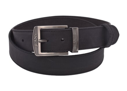 Pánsky kožený opasok 747-40-32 čierny šitý pracka Jeans II