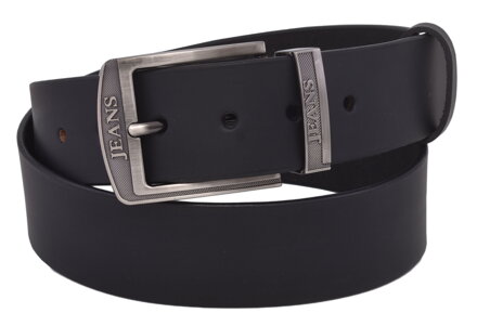 Pánsky kožený opasok 763-40-03 čierny hladký pracka Jeans II