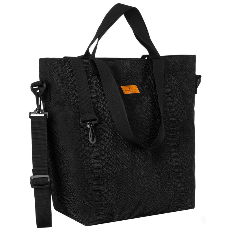 Veľká čierna dámska shopper kabelka z polyesteru so zvieracím vzorom - Rovicky Veľká čierna dámska shopper kabelka z polyesteru so zvieracím vzorom - Rovicky
