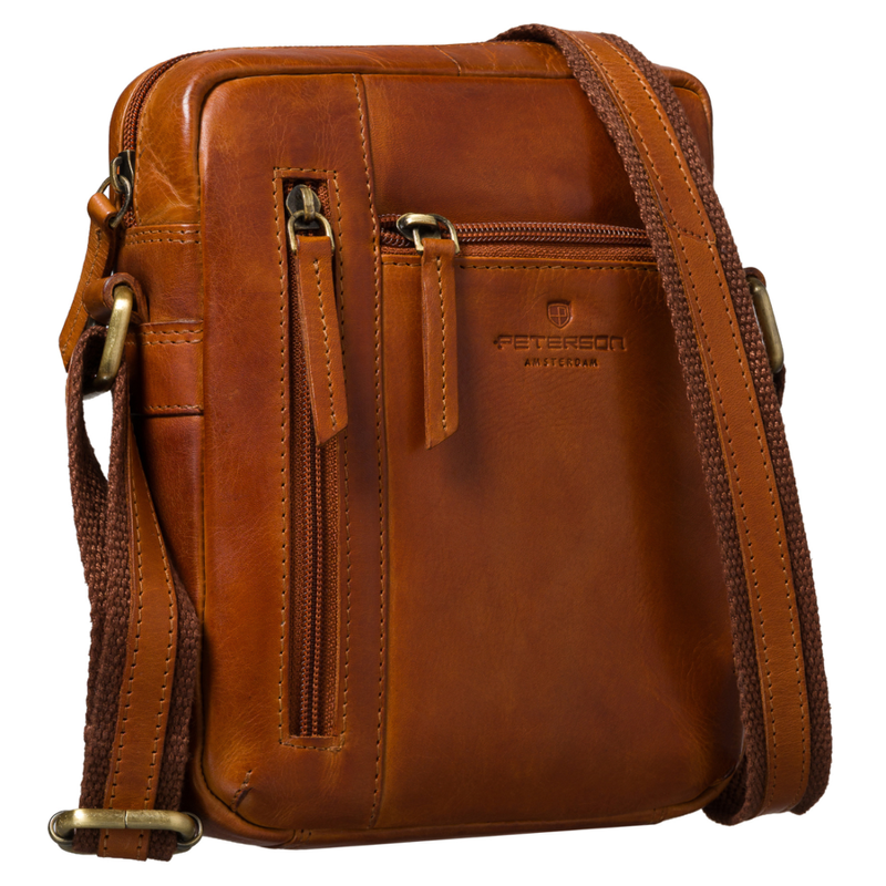Mała listonoszka męska skórzana brązowa saszetka na ramię - Peterson