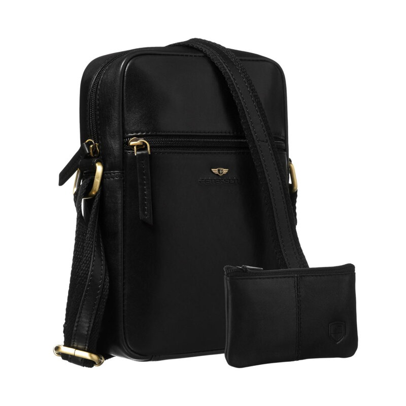 Čierna pánska kožená crossbody taška – elegantná klasika s praktickými priehradkami