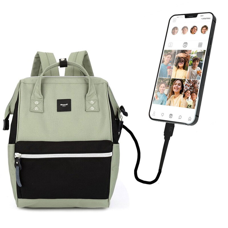 Pojemny, zielono-czarny plecak na laptopa z portem USB - Himawari Pojemny, zielono-czarny plecak na laptopa z portem USB - Himawari