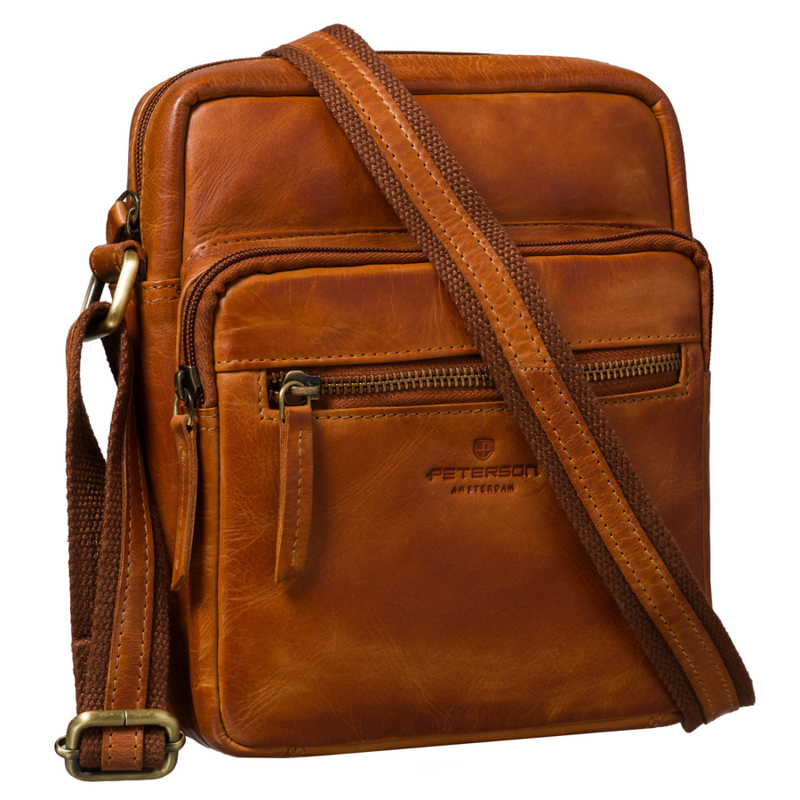 Skórzana listonoszka męska brązowa mała saszetka - Peterson