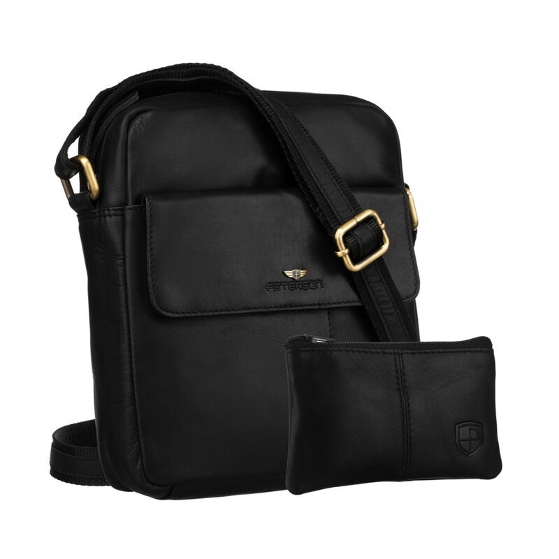 Čierna pánska kožená crossbody taška Peterson s puzdrom na kľúče Čierna pánska kožená crossbody taška Peterson s puzdrom na kľúče