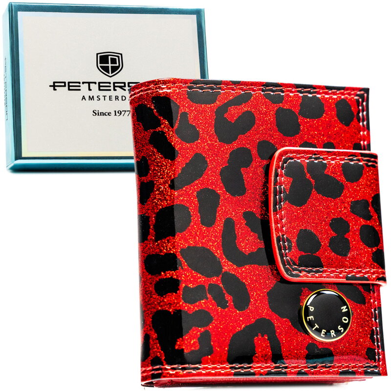 Mały portfel damski ze skóry ekologicznej i naturalnej w czerwonym kolorze - Peterson