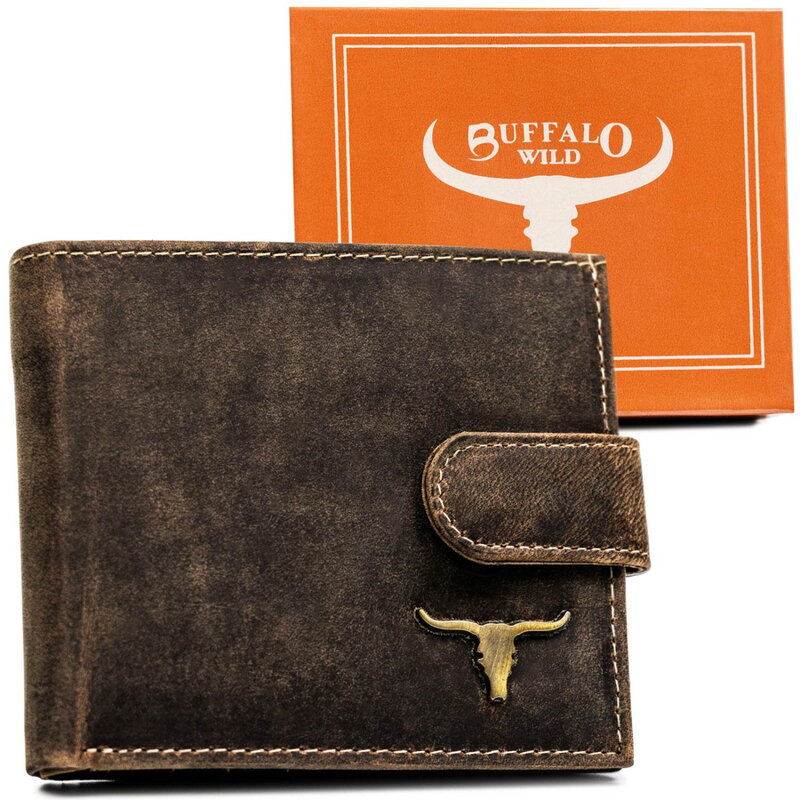 Veľká pánska kožená peňaženka s uzatváraním na patent – Buffalo Wild