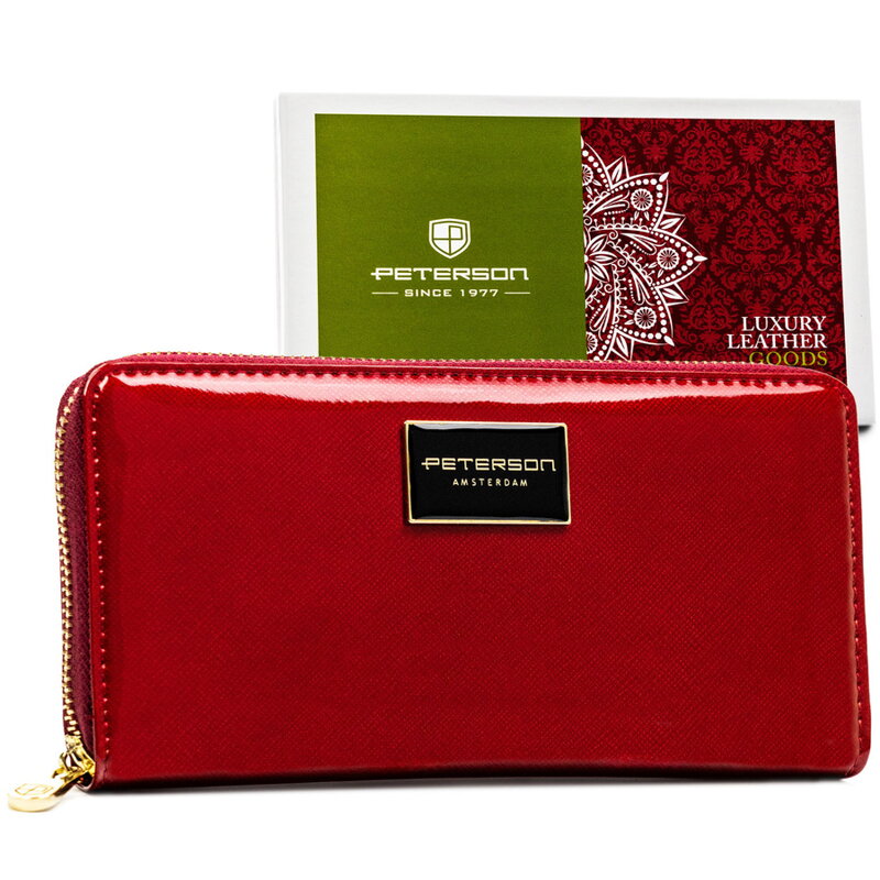 Dámska červená kožená peňaženka na zips – veľká, elegantná s RFID ochranou Peterson Dámska červená kožená peňaženka na zips – veľká, elegantná s RFID ochranou Peterson