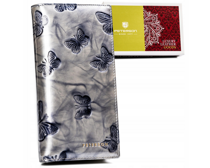 Elegantná dámska peňaženka z prírodnej kože, zapínaná na magnet a zips - Peterson