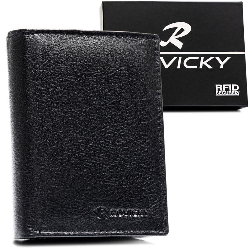 Pánska kožená peňaženka s RFID v čiernej farbe ROVICKY