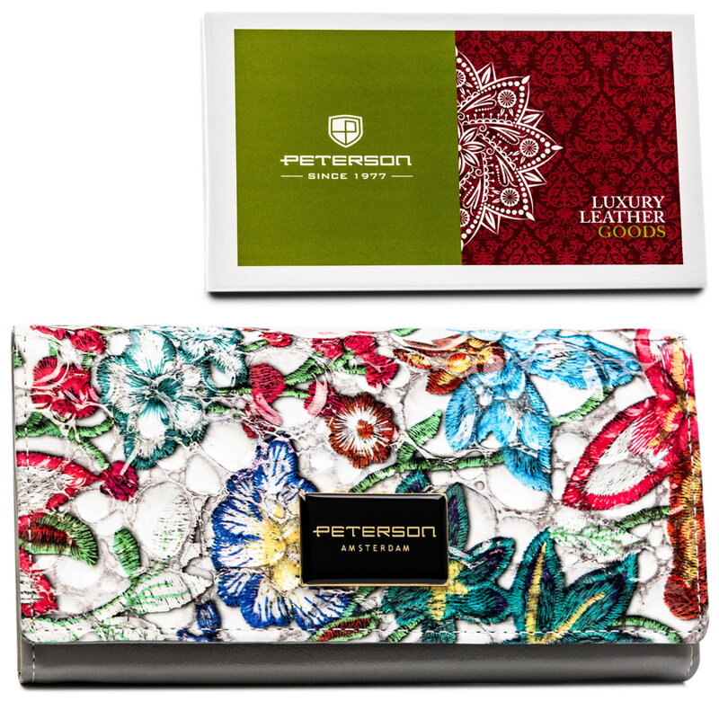 Dámska peňaženka z pravej kože s kvetinovým vzorom - Peterson