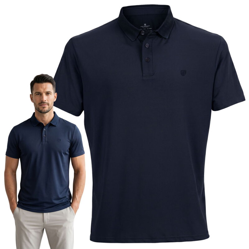 Męska koszulka polo w granatowym kolorze w rozmiarach od M do XL - Peterson