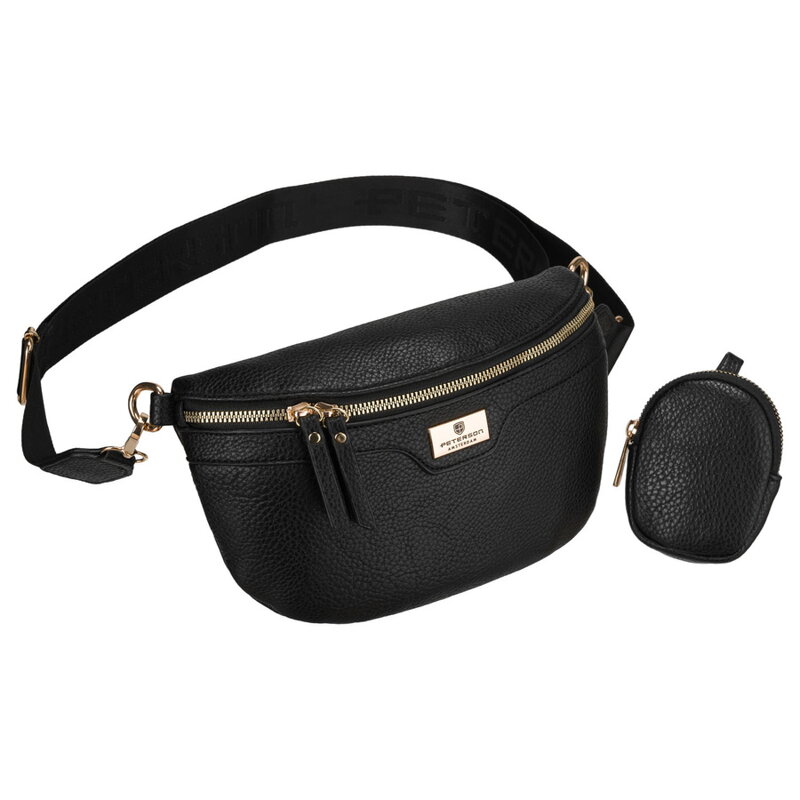 Saszetka damska ze skóry ekologicznej w czarnym kolorze - Peterson