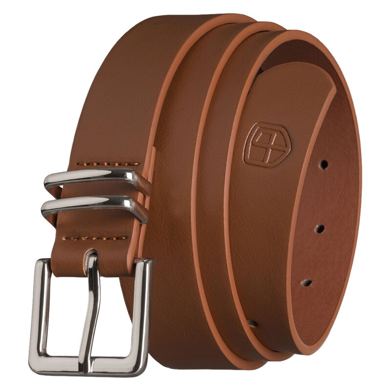 Univerzálny dámsky opasok z ekologickej kože v hnedej farbe so striebornou prackou