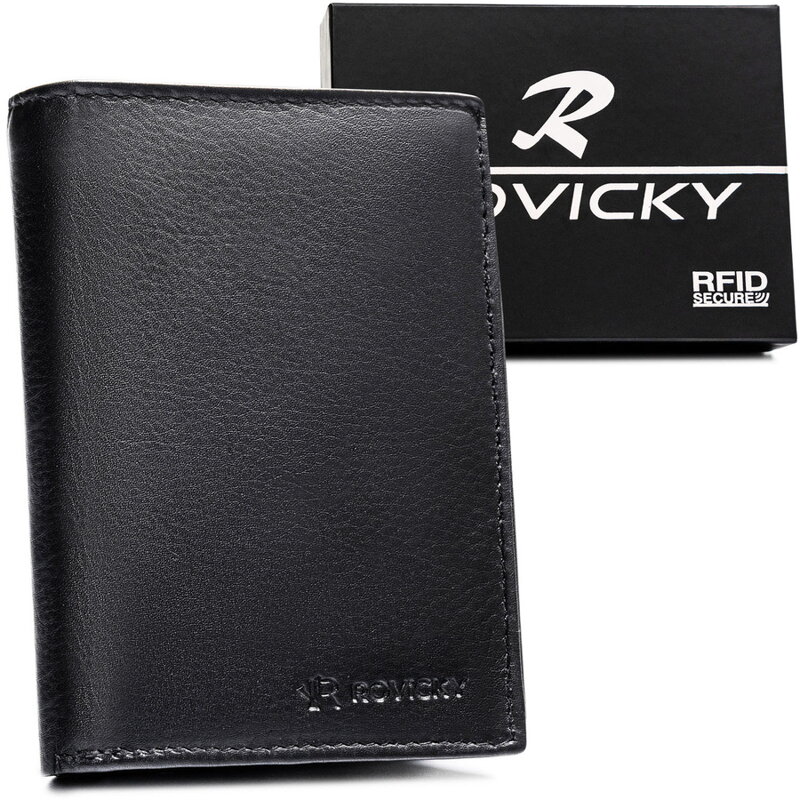 Čierna pánska kožená peňaženka – veľký vertikálny model 