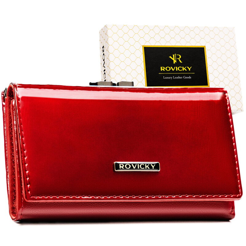 Lakovaná dámska peňaženka z prírodnej a ekologickej kože v červenej farbe - Rovicky