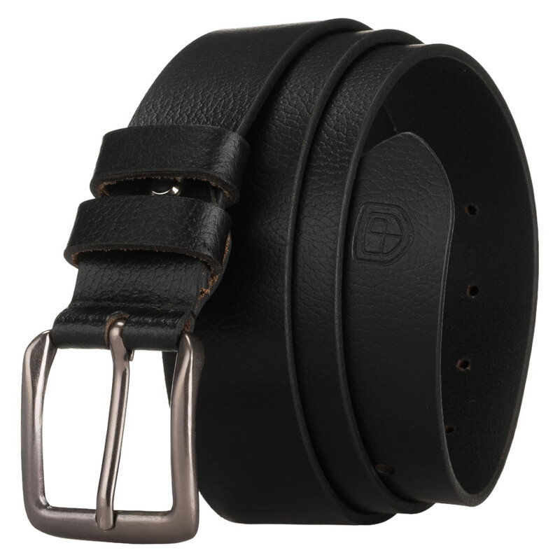 Pánsky klasický kožený opasok v čiernej farbe s tradičnou prackou