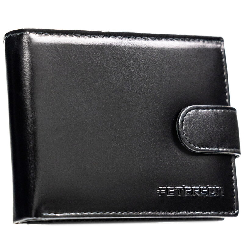 Horizontálna čierna pánska kožená peňaženka s RFID ochranou – Peterson