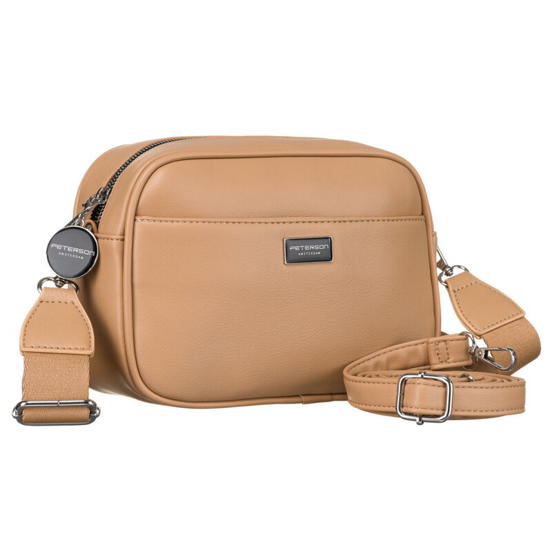 Béžová dámska crossbody kabelka z eko kože s dvoma popruhmi – Peterson Béžová dámska crossbody kabelka z eko kože s dvoma popruhmi – Peterson