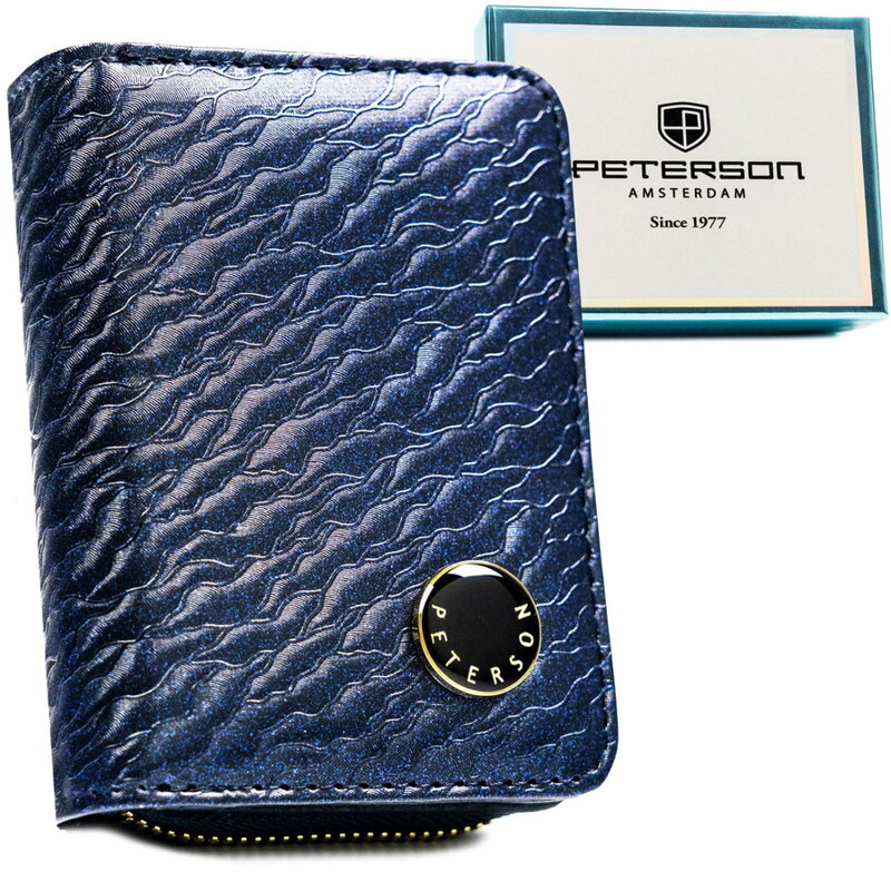Modrá malá dámska kožená peňaženka Peterson RFID