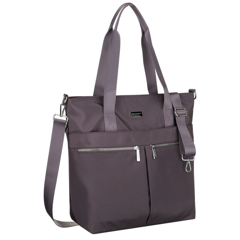 Dámska šedá shopper taška z polyesteru s nastaviteľným odnímateľným remienkom