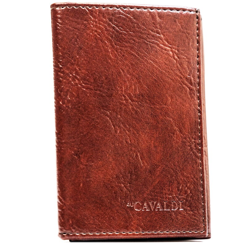 Brązowe etui na karty ze skóry ekologicznej - 4U Cavaldi