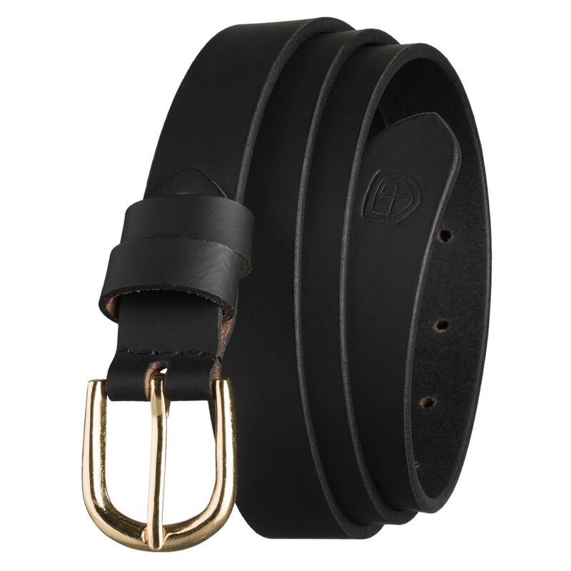 Elegantný dámsky kožený opasok čierny so zlatou prackou Peterson