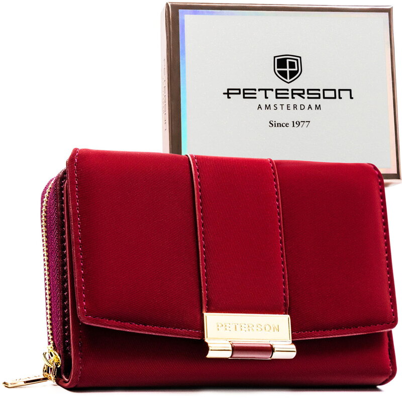 Bordová dámska peňaženka z ekologickej kože so zapínaním na patent