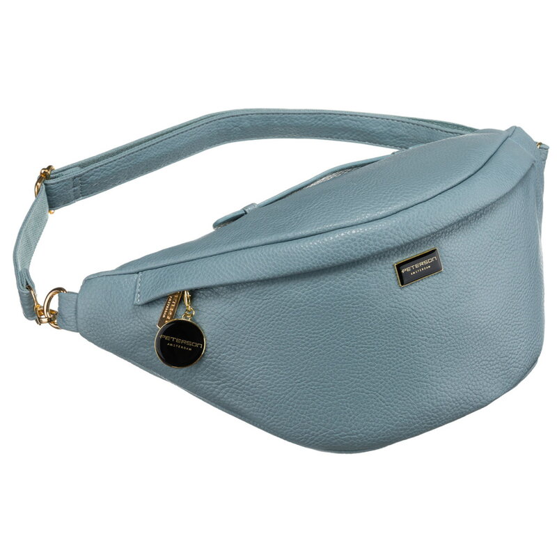 Modna sportowa niebieska saszetka damska na biodra, na ramię lub przez ramię nerka crossbody z eko skóry Peterson Modna sportowa niebieska saszetka damska na biodra, na ramię lub przez ramię nerka crossbody z eko skóry Peterson