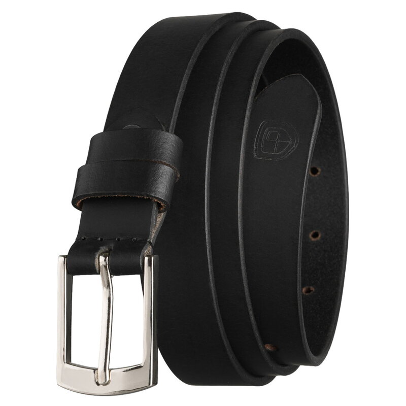 Čierny dámsky kožený opasok so striebornou prackou Peterson