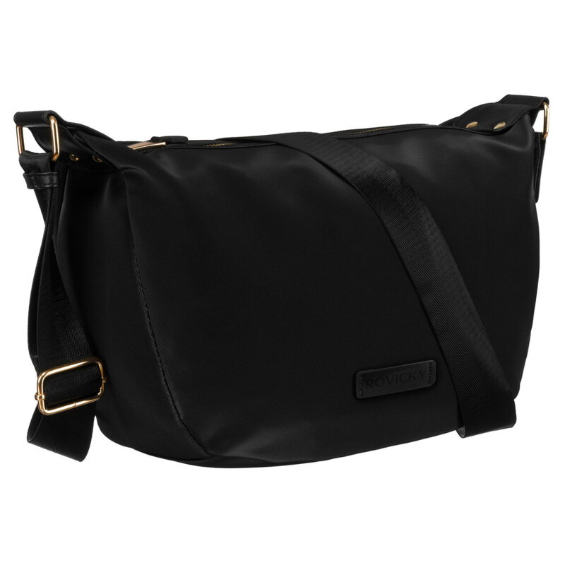 Czarna listonoszka damska z nylonu zamykana na suwak - Rovicky