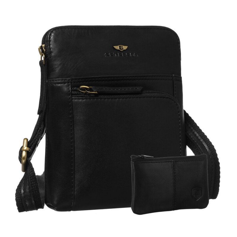 Pánska kožená taška cez plece čierna Peterson