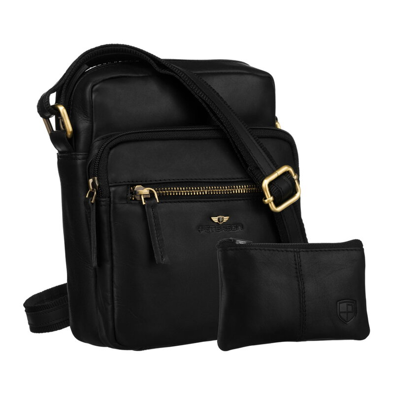Pánska kožená crossbody taška Peterson v čiernej farbe + puzdro na kľúče Pánska kožená crossbody taška Peterson v čiernej farbe + puzdro na kľúče