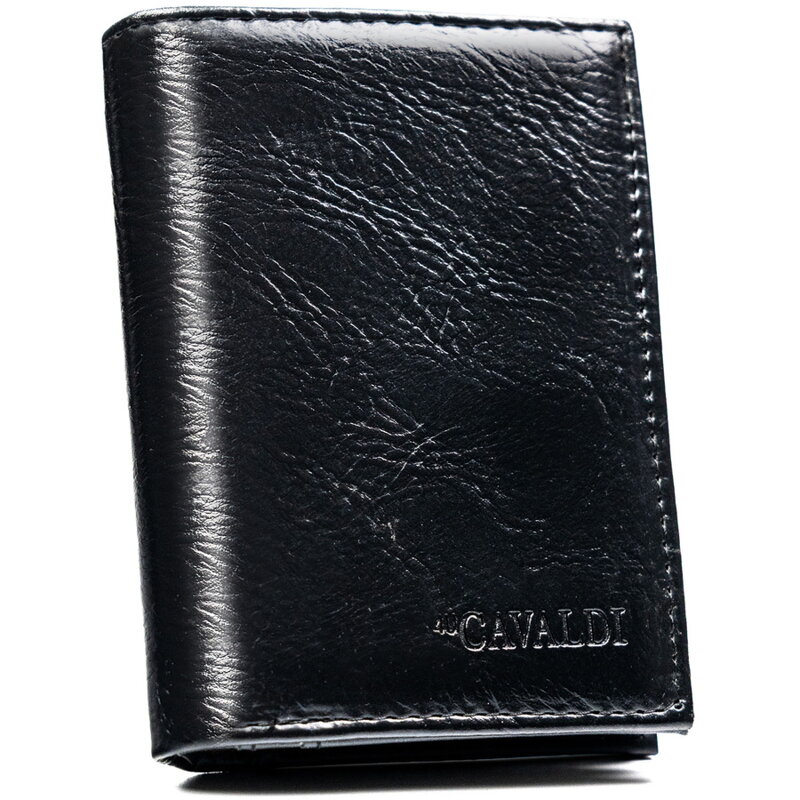 Duży, czarny portfel męski ze skóry ekologicznej - 4U Cavaldi