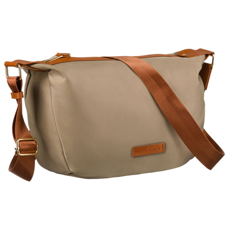 Listonoszka damska z nylonu w kolorze khaki z brązowymi wstawkami ze skóry ekologicznej - Rovicky