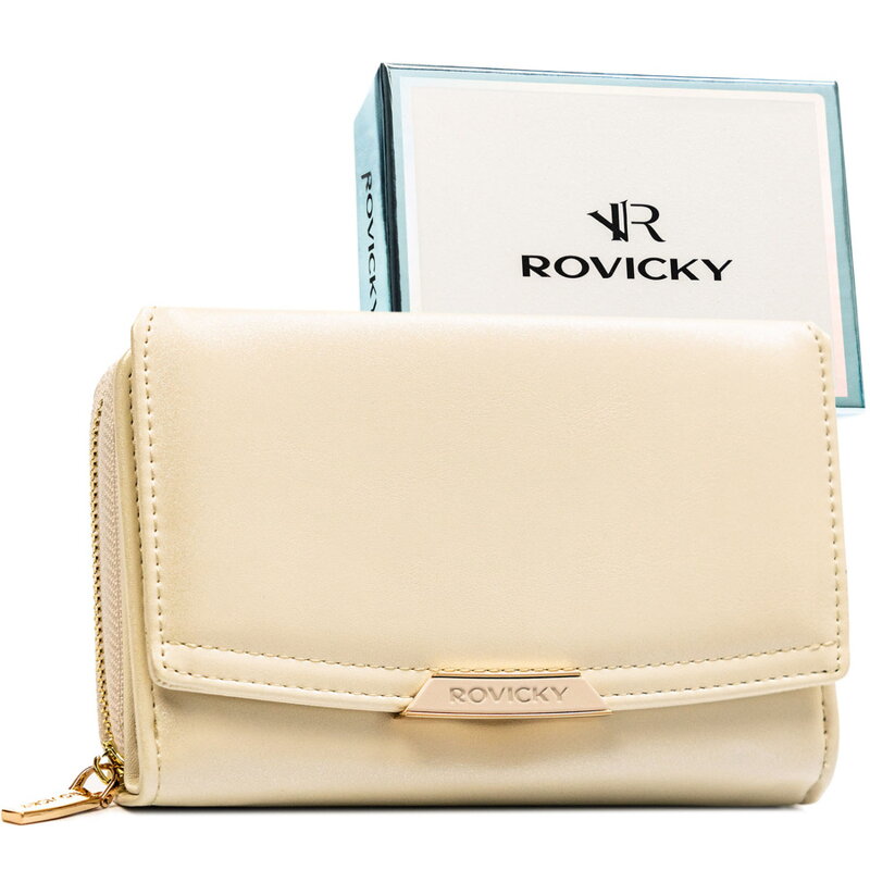 Dámska stredná béžová peňaženka z ekologickej kože s RFID ochranou