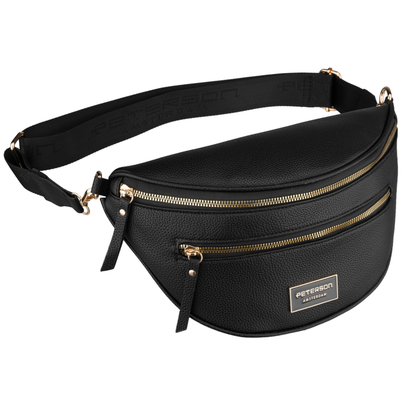 Dámska čierna crossbody taška/ľadvinka z ekokože Peterson