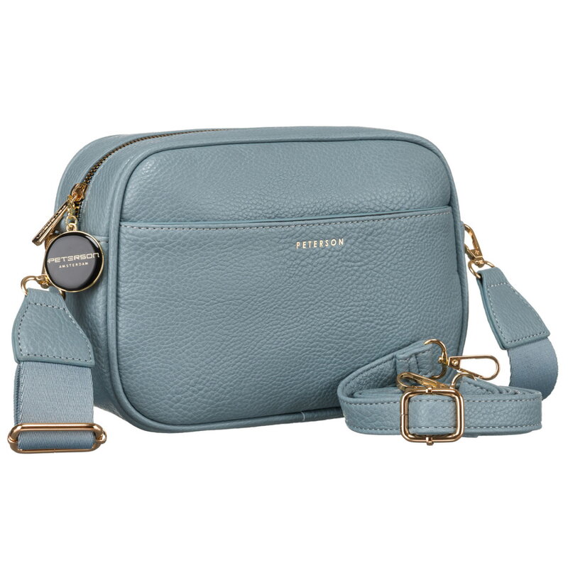 Niebieska listonoszka damska crossbody z wąskim i szerokim paskiem na ramię eko skóra Peterson Niebieska listonoszka damska crossbody z wąskim i szerokim paskiem na ramię eko skóra Peterson